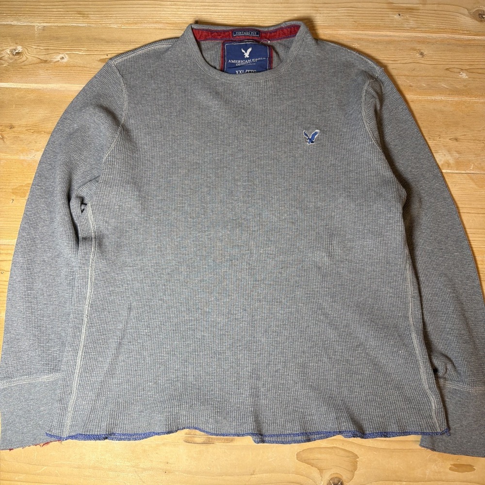 American Eagle Pullover Mens XXL Thermal Waffle Knit‎ Vintage Fit Grunge Preppy